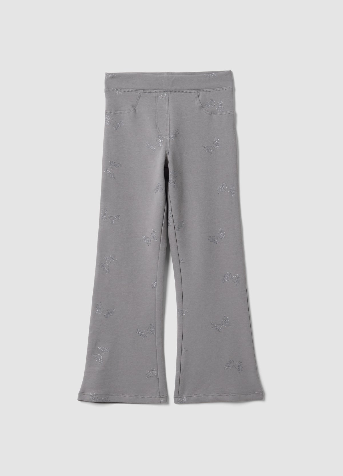 OVS Grey flared treggings in stretch organic cotton with glitter wings