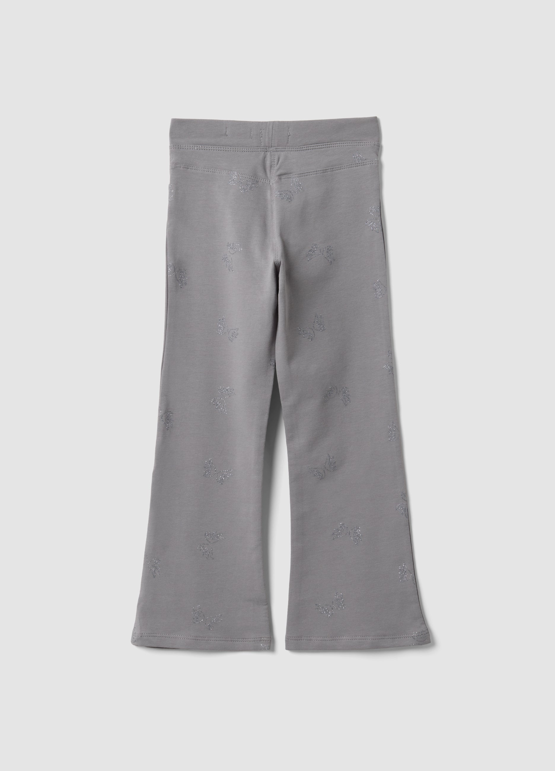 OVS Grey flared treggings in stretch organic cotton with glitter wings