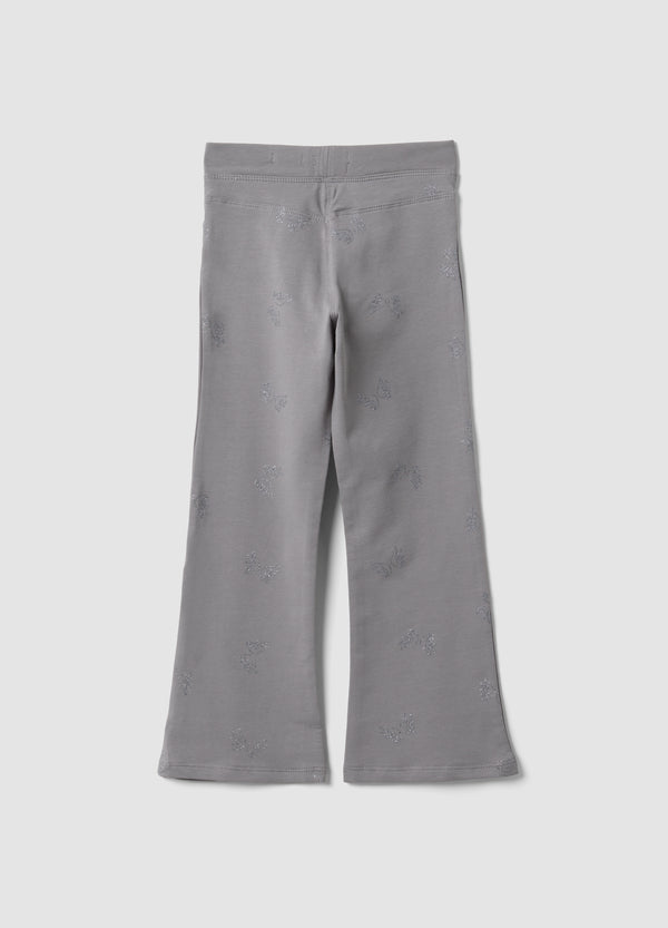 OVS Grey flared treggings in stretch organic cotton with glitter wings