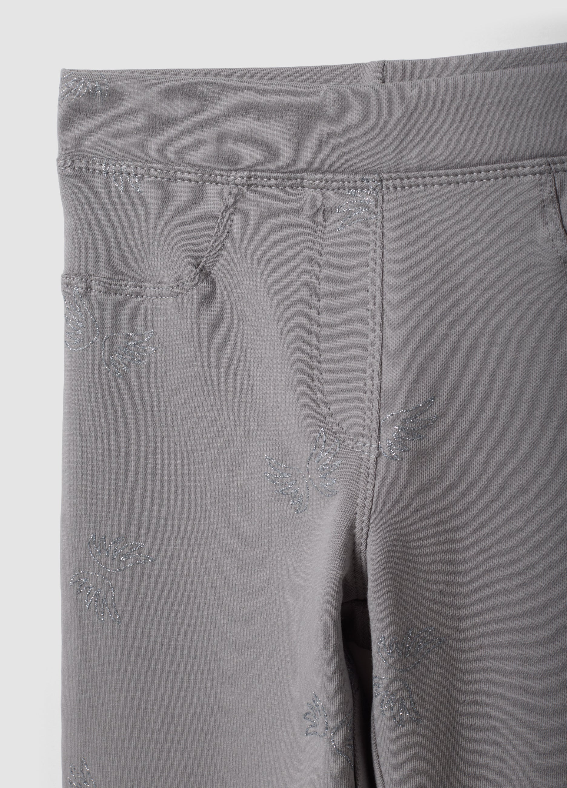 OVS Grey flared treggings in stretch organic cotton with glitter wings