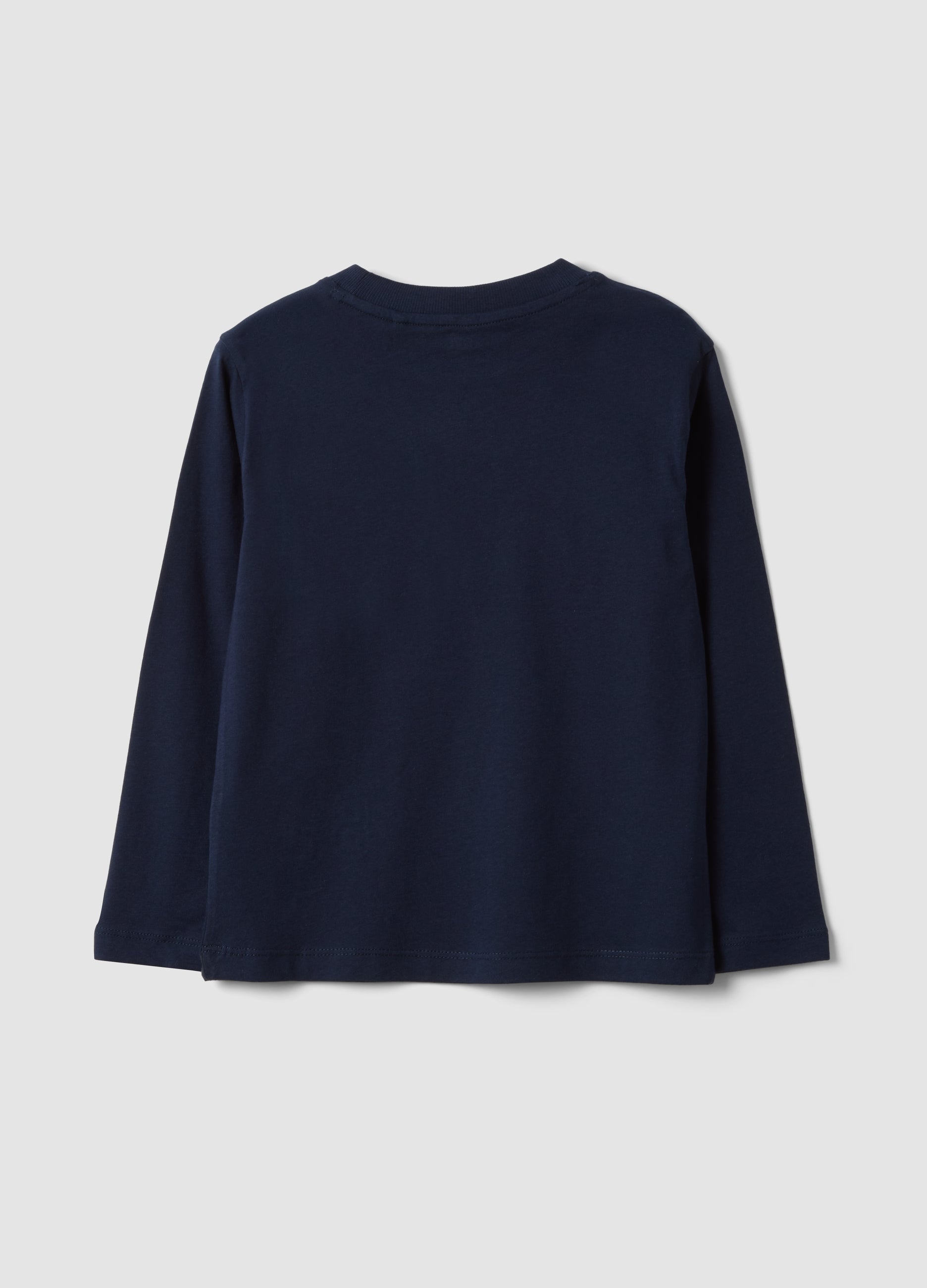 OVS Blue Cotton And Viscose Blend T-Shirt With College Print For Boys