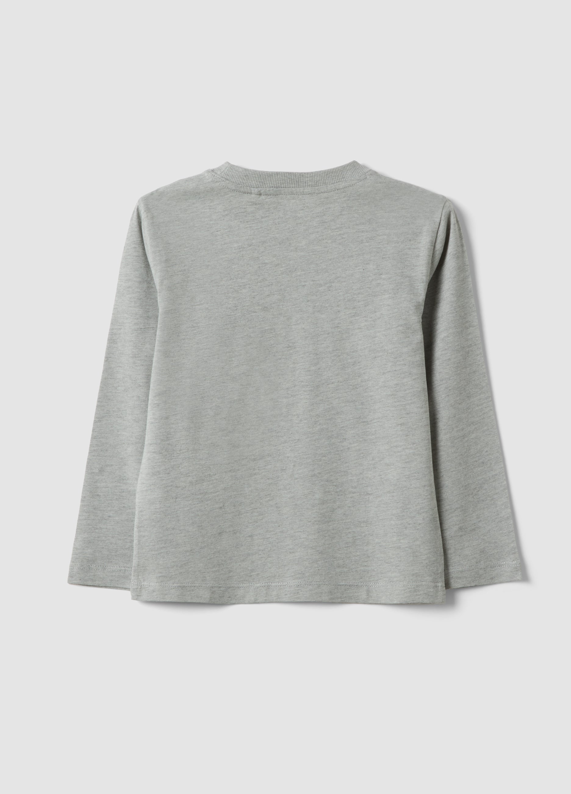 OVS Grey Cotton-Viscose Blend T-Shirt With College Print For Boys