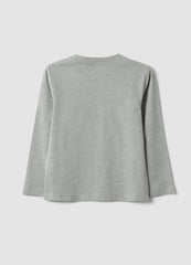 OVS Grey Cotton-Viscose Blend T-Shirt With College Print For Boys