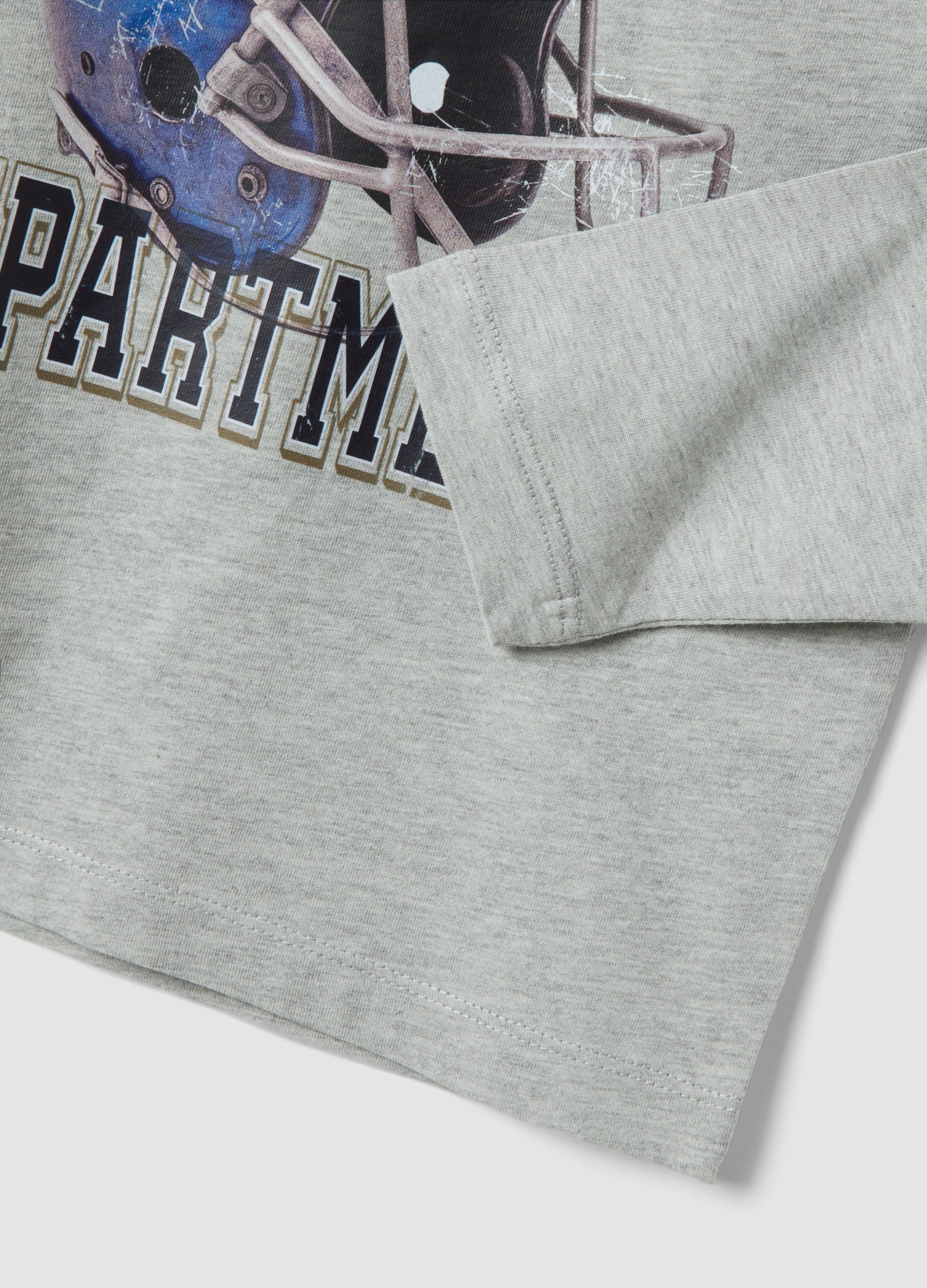OVS Grey Cotton-Viscose Blend T-Shirt With College Print For Boys