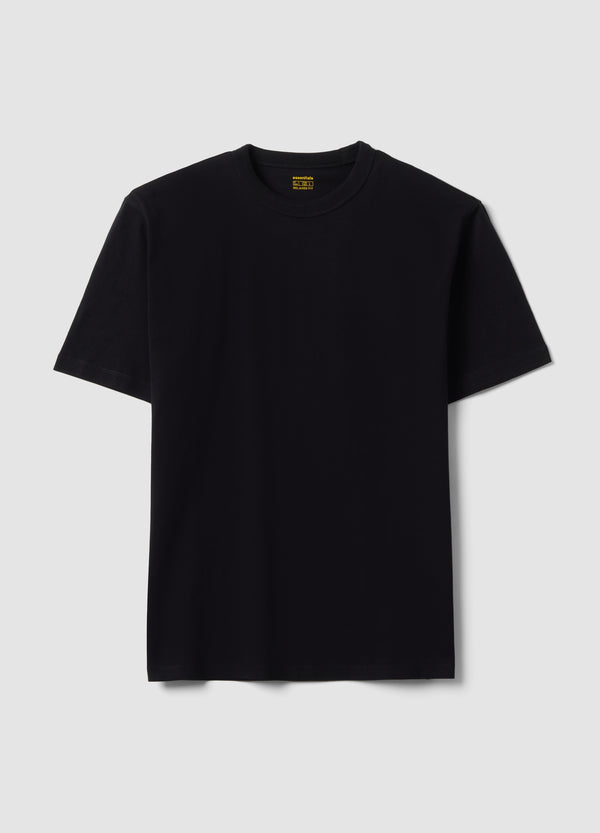OVS Black Pure Cotton Crew-Neck T-Shirt With A Relaxed Fit