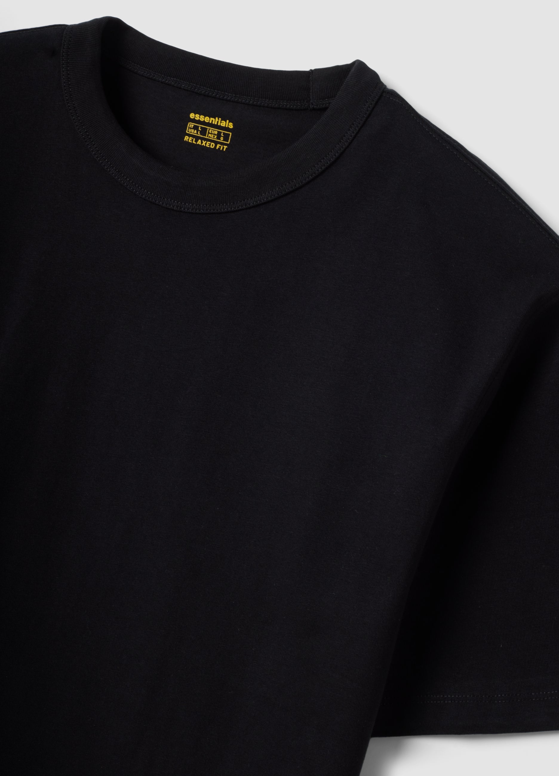 OVS Black Pure Cotton Crew-Neck T-Shirt With A Relaxed Fit