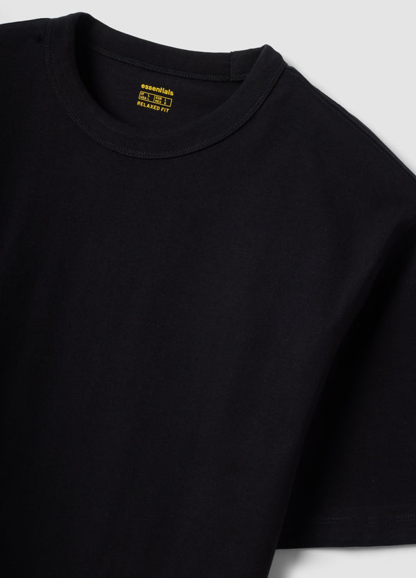 OVS Black Pure Cotton Crew-Neck T-Shirt With A Relaxed Fit