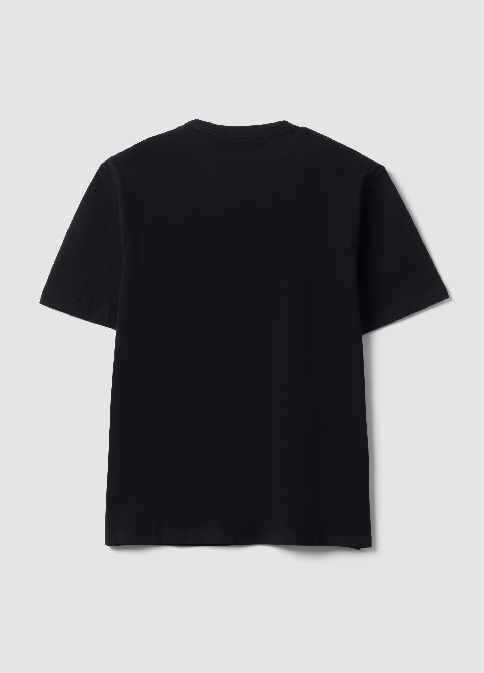 OVS Black Pure Cotton Crew-Neck T-Shirt With A Relaxed Fit