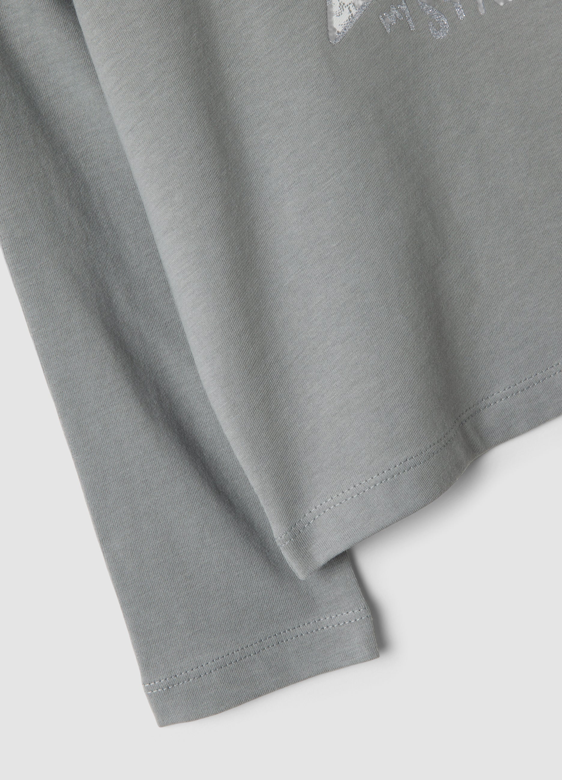 OVS Grey organic cotton T-shirt with front print for girls