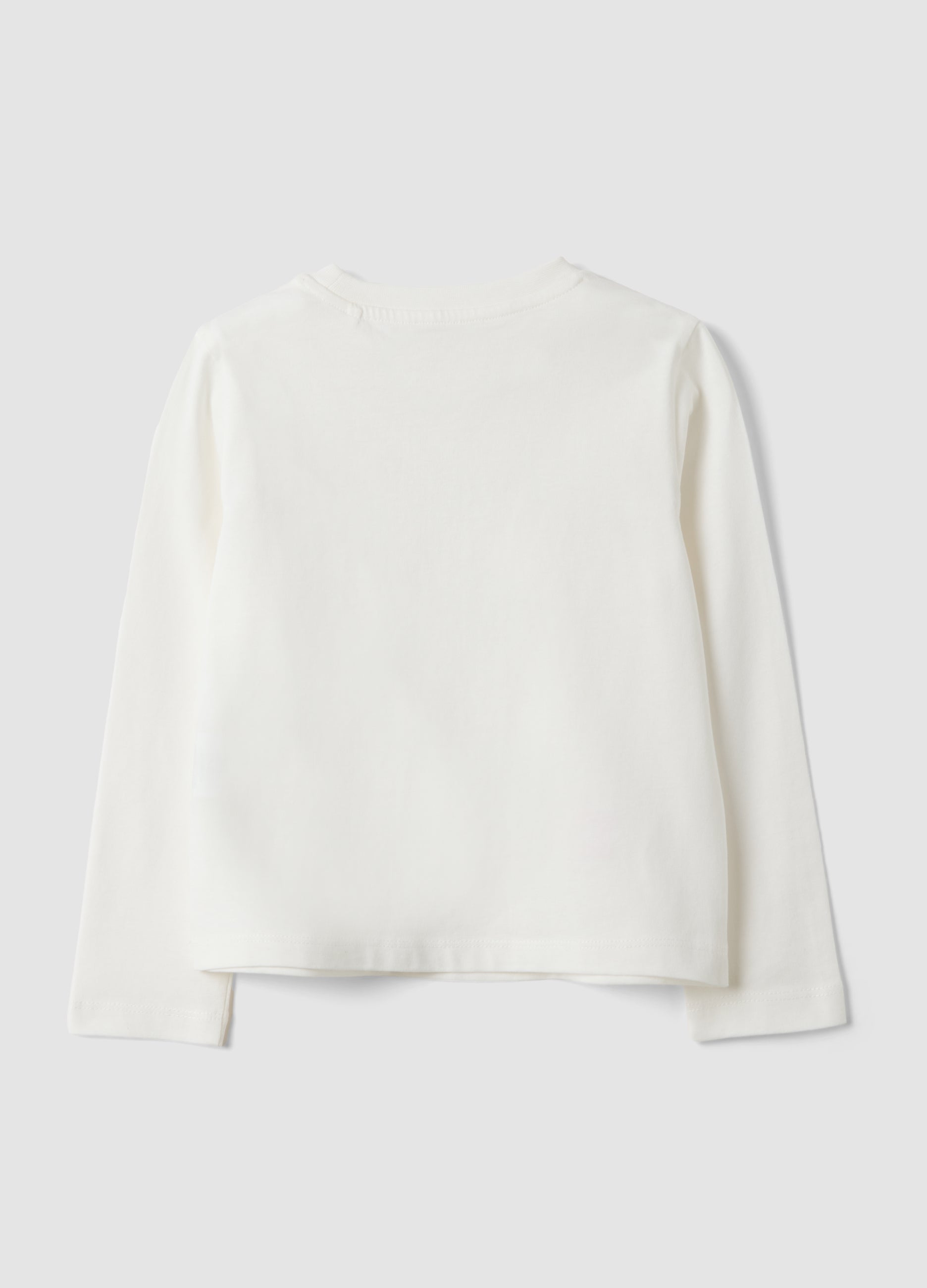 OVS White pure organic cotton T-shirt with star print for girls