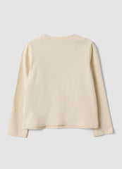 OVS Beige pure organic cotton T-shirt with front print for girls