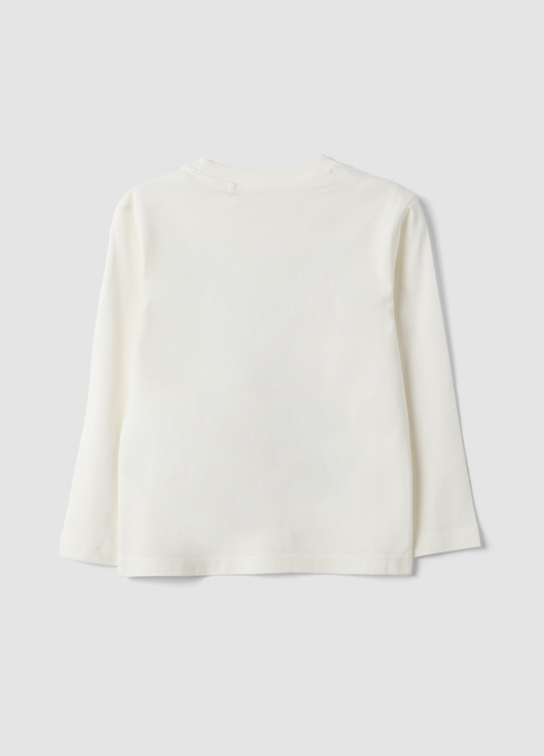 OVS White Cotton And Viscose Blend T-Shirt With Collegiate Print For Boys