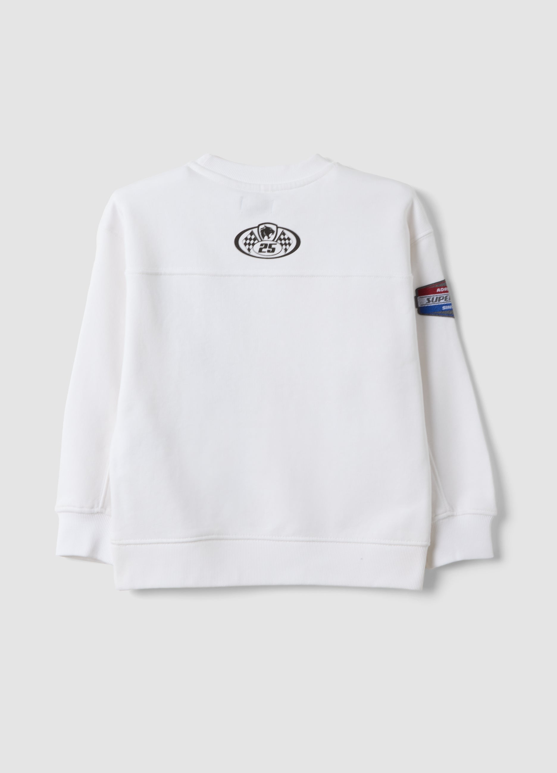 OVS White cotton-blend crew-neck racing print sweatshirt for boys
