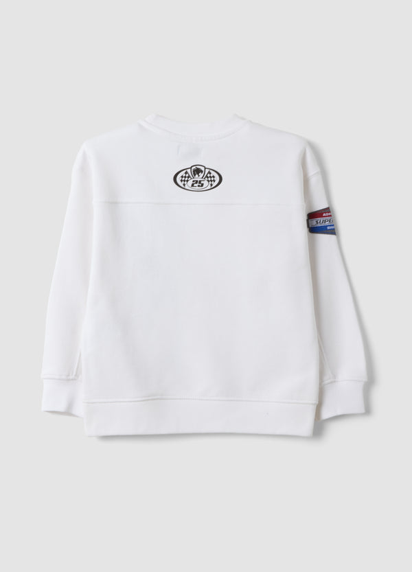 OVS White cotton-blend crew-neck racing print sweatshirt for boys