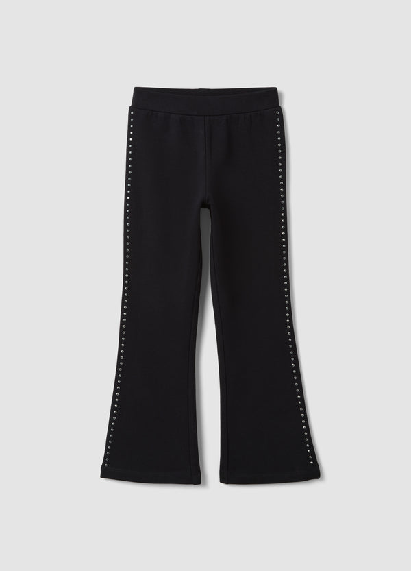 OVS Black flared leggings in stretch cotton with studs