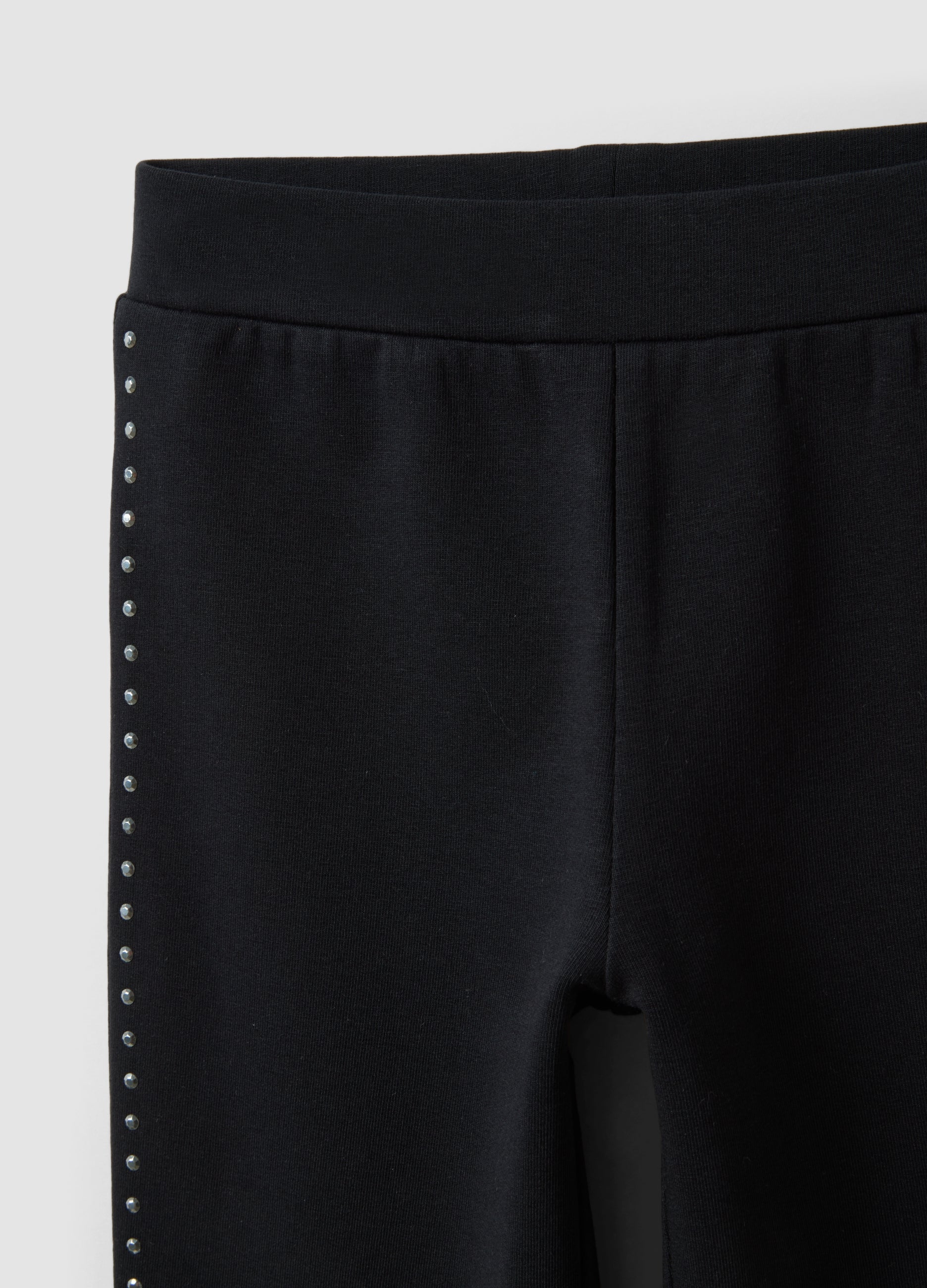 OVS Black flared leggings in stretch cotton with studs