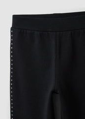 OVS Black flared leggings in stretch cotton with studs