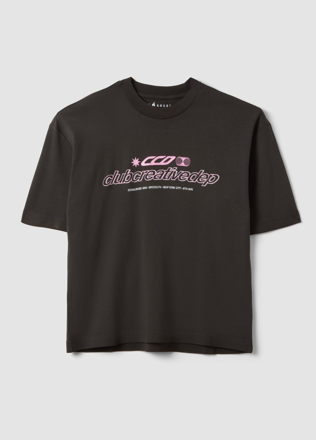OVS Brown Cropped Pure Cotton T-Shirt With Front Print, Boxy Fit