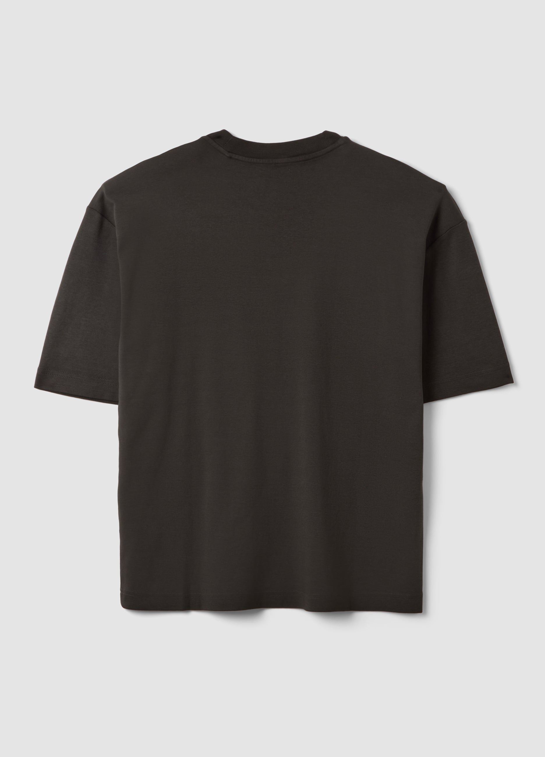 OVS Brown Cropped Pure Cotton T-Shirt With Front Print, Boxy Fit