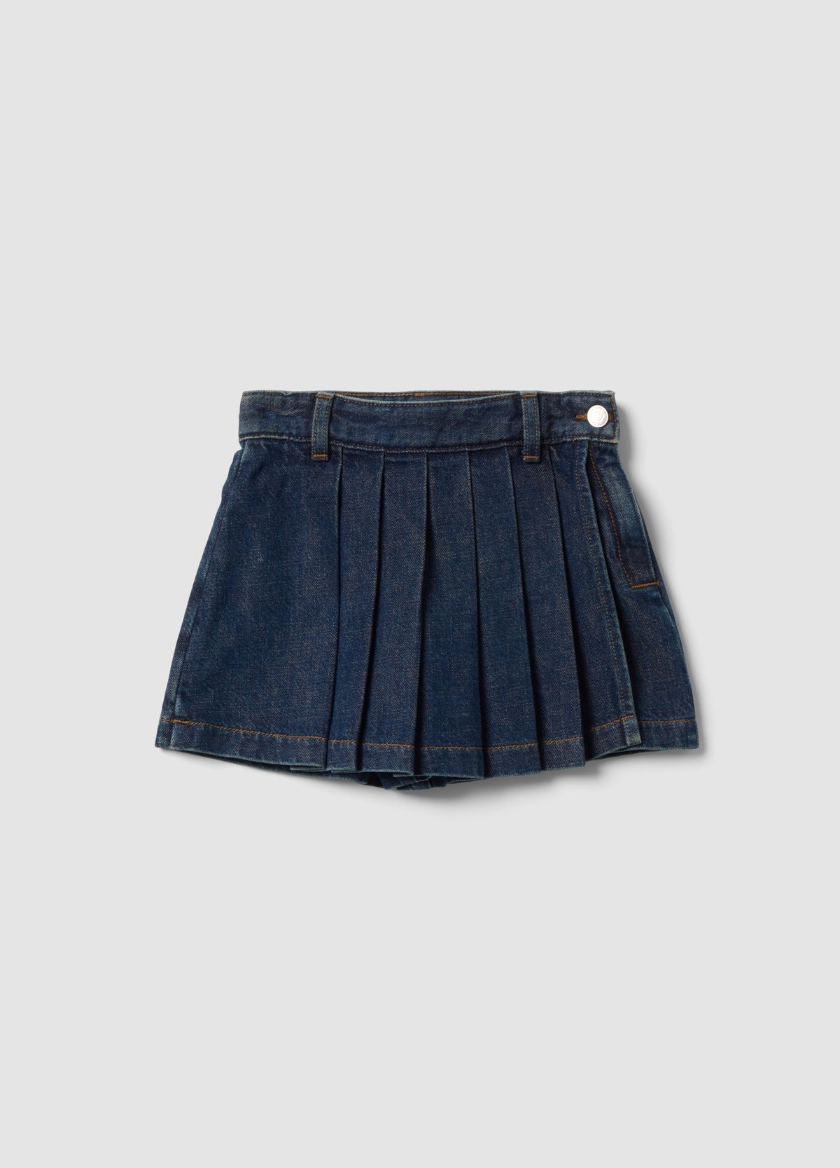 OVS Blue denim skort in pure cotton with pleats for girls