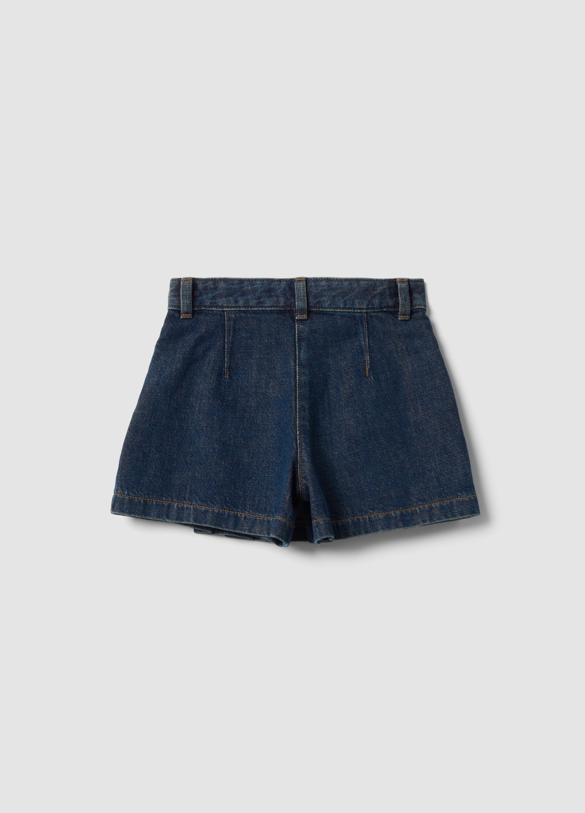 OVS Blue denim skort in pure cotton with pleats for girls