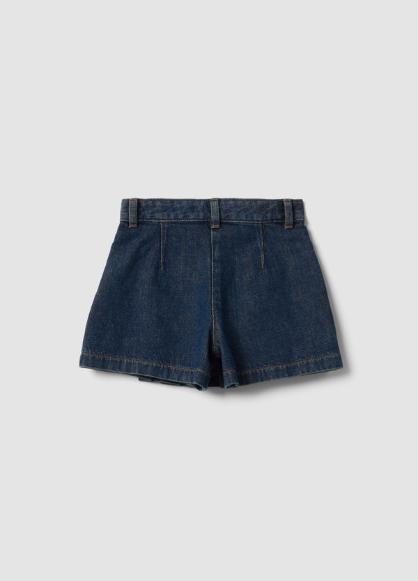 OVS Blue denim skort in pure cotton with pleats for girls