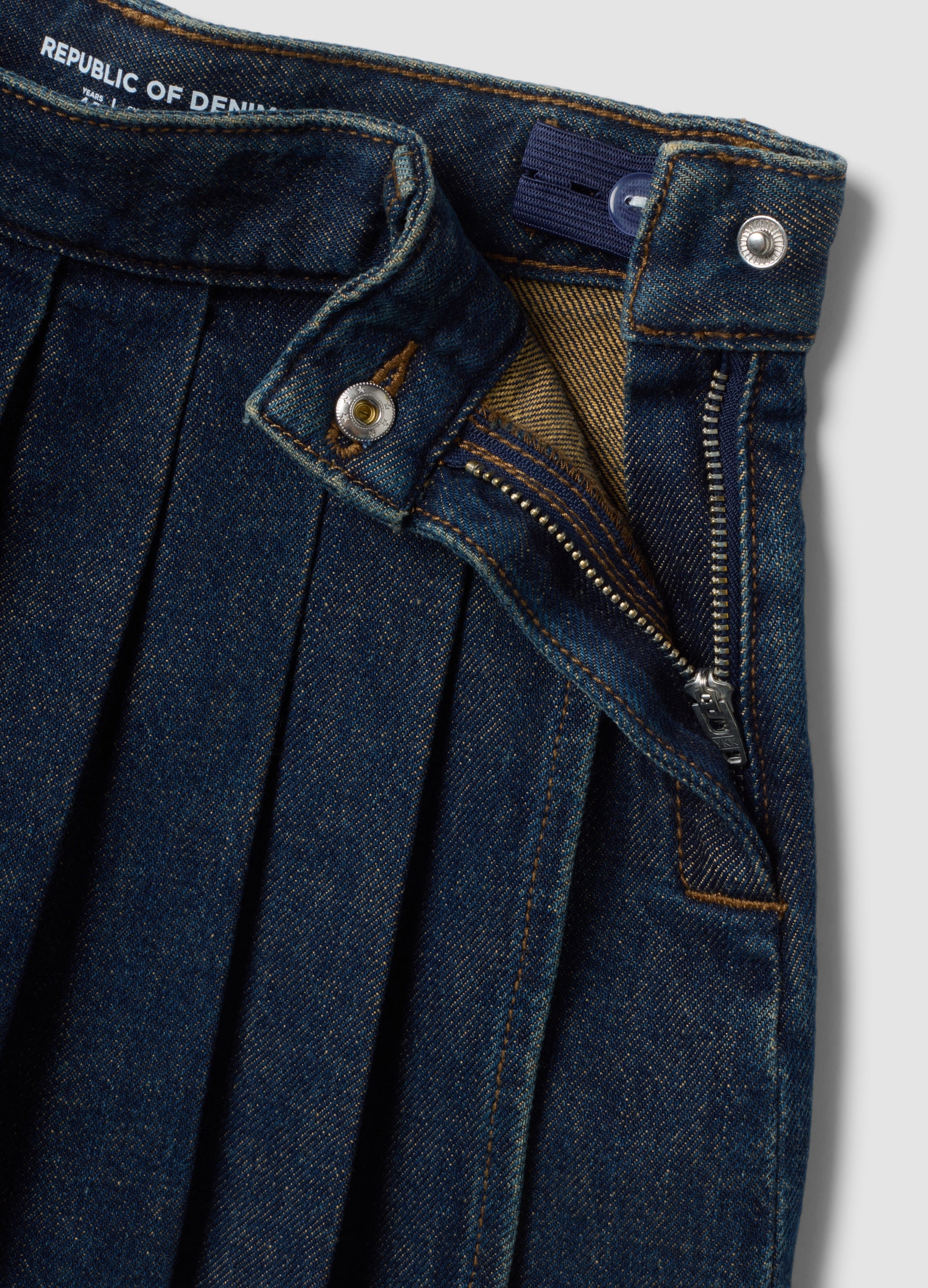 OVS Blue denim skort in pure cotton with pleats for girls