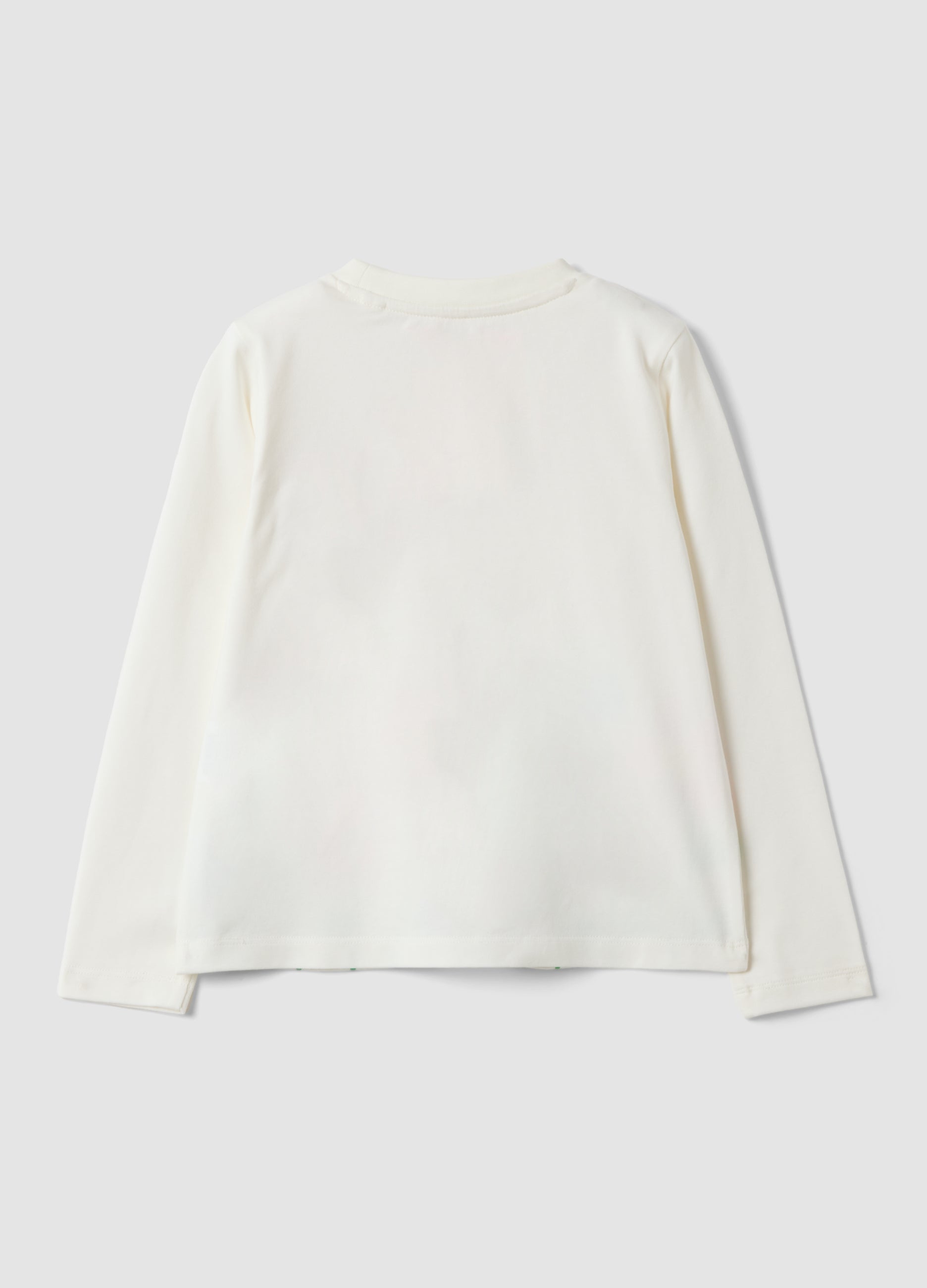 OVS White Stretch Cotton Girls’ T-Shirt With Floral Motif