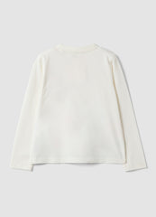 OVS White Stretch Cotton Girls’ T-Shirt With Floral Motif