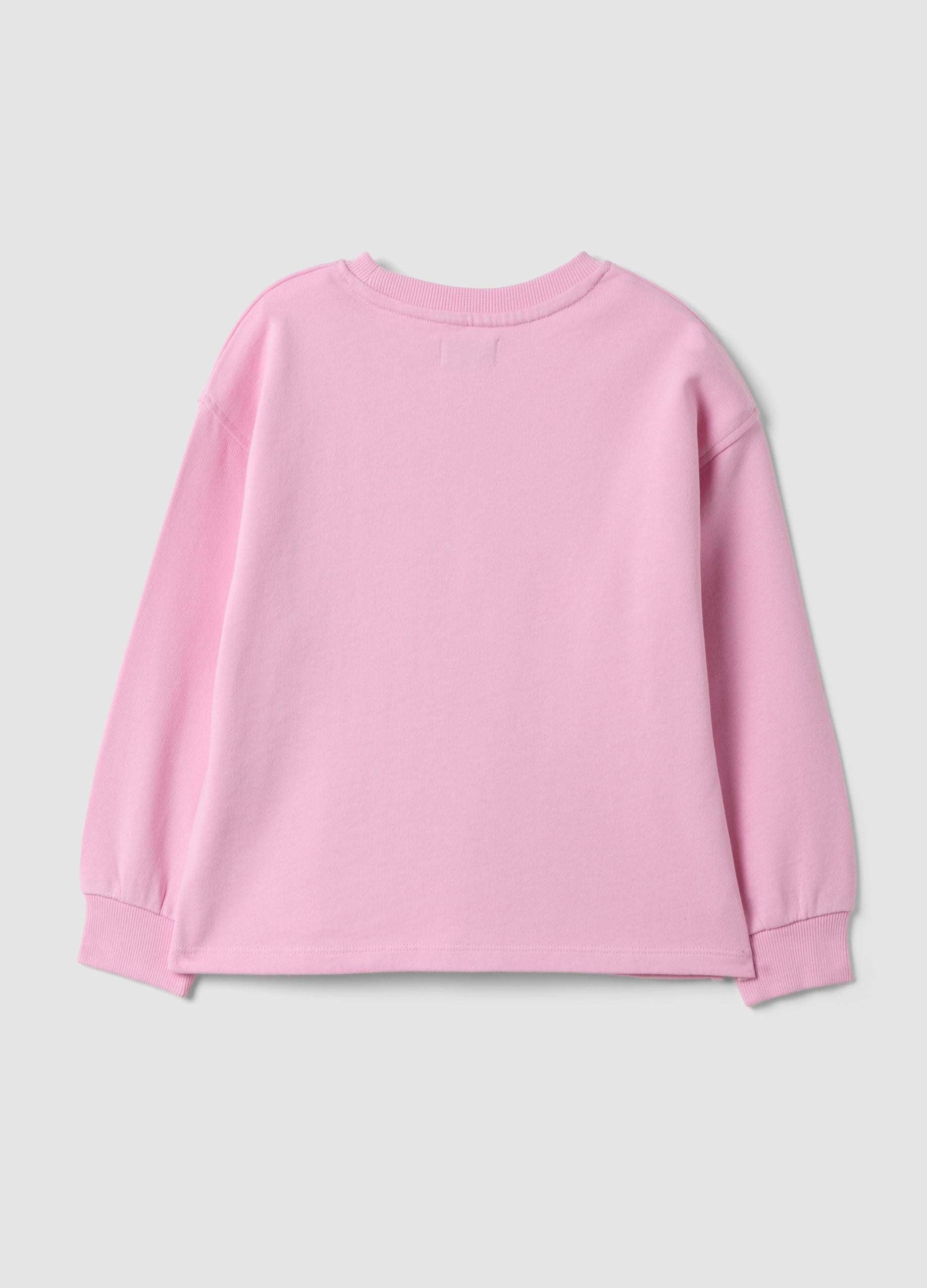 OVS Pink pure cotton crew-neck sweatshirt with heart print for girls