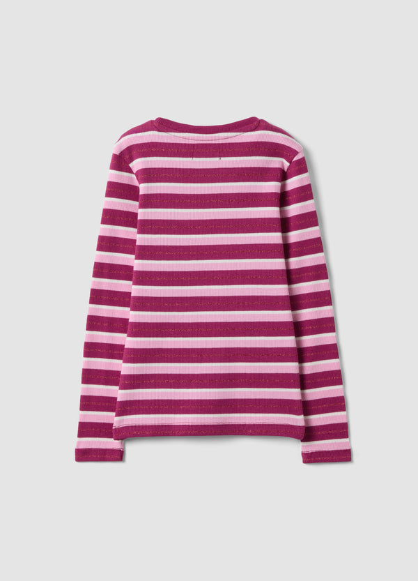 OVS Girls’ striped multicolour stretch cotton crew-neck T-shirt