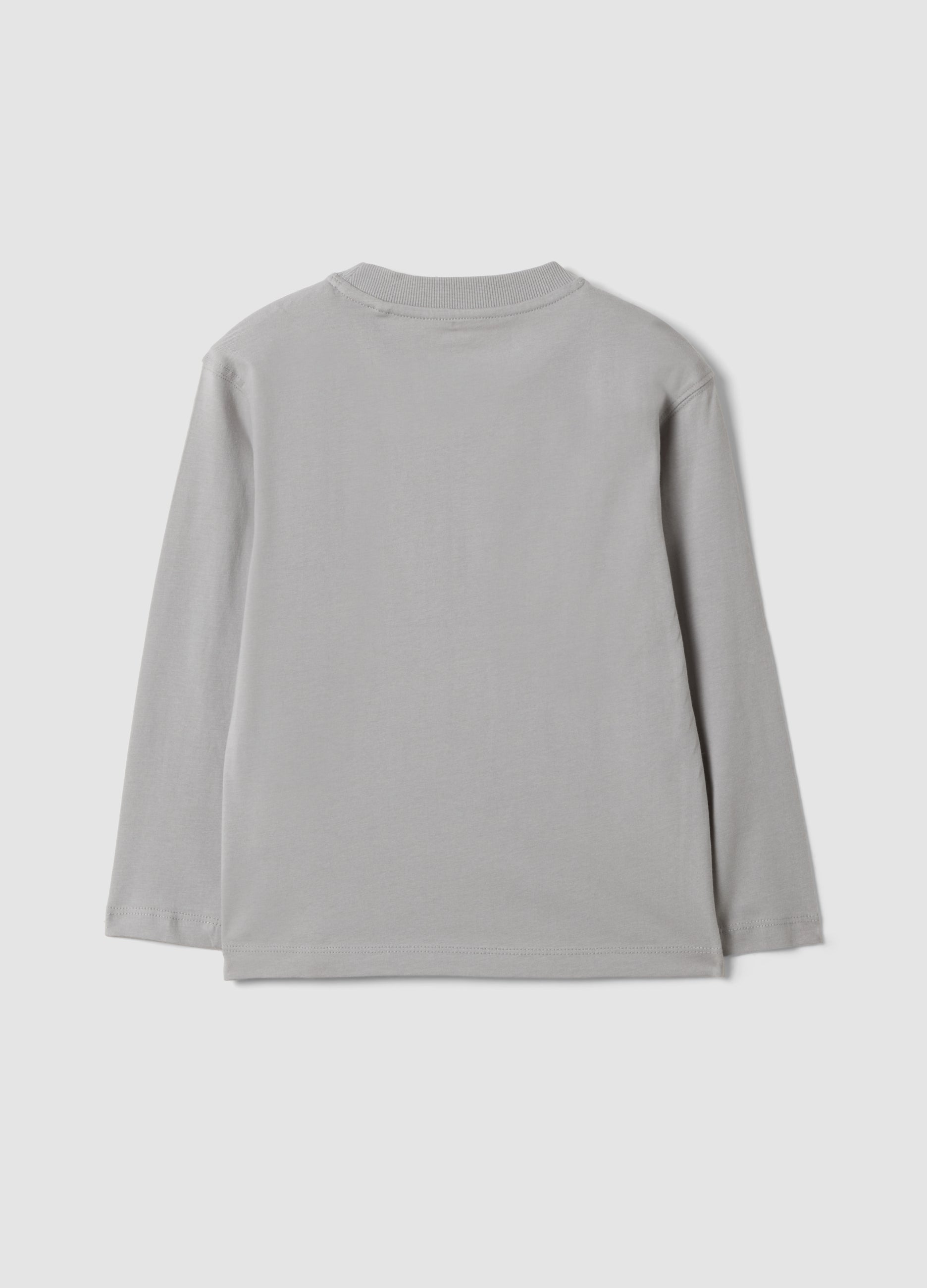 OVS Grey oversized T-shirt in pure organic cotton with racing print for boys
