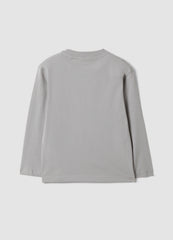OVS Grey oversized T-shirt in pure organic cotton with racing print for boys