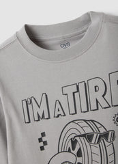 OVS Grey oversized T-shirt in pure organic cotton with racing print for boys