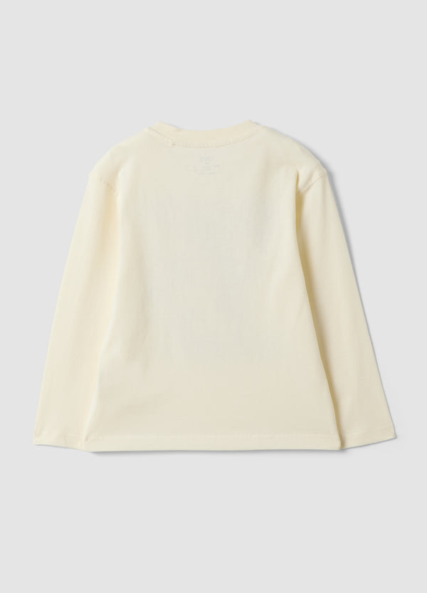 OVS White oversized T-shirt in 100% organic cotton with racing print for boys