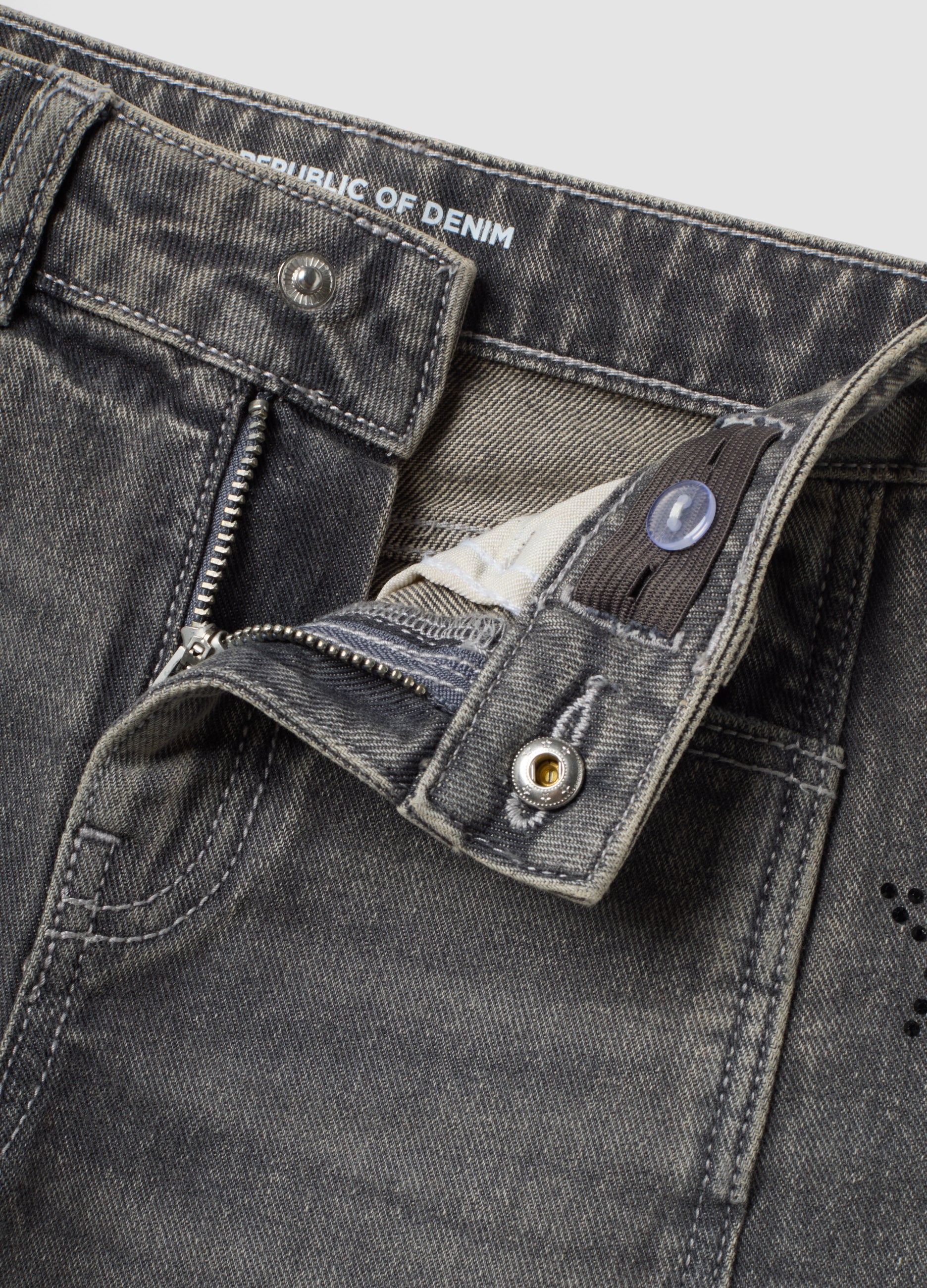 OVS Grey wide-leg pure cotton jeans with star details for girls