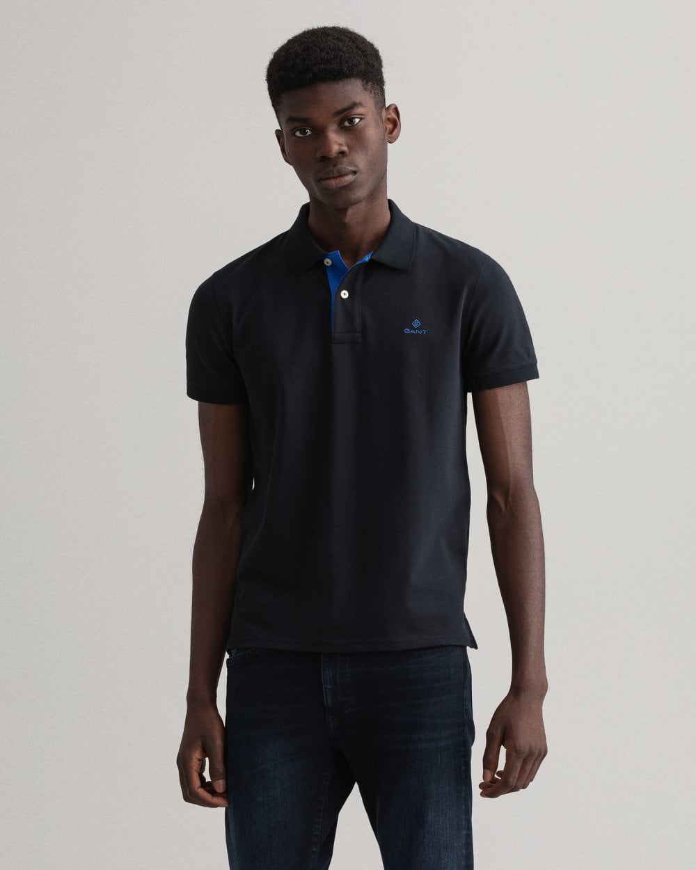 Contrast Collar Pique Polo Shirt