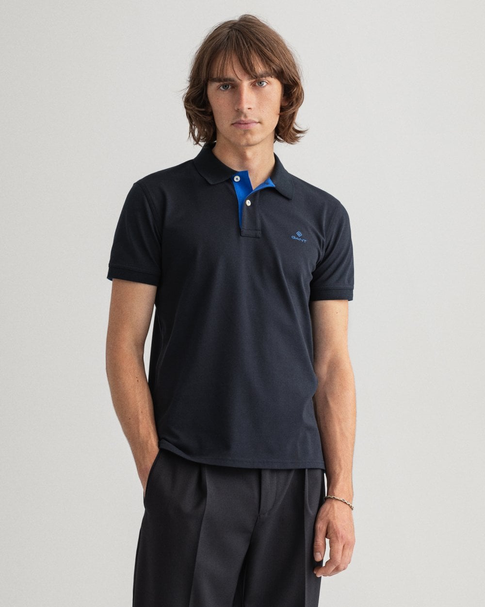 Contrast Collar Pique Polo Shirt