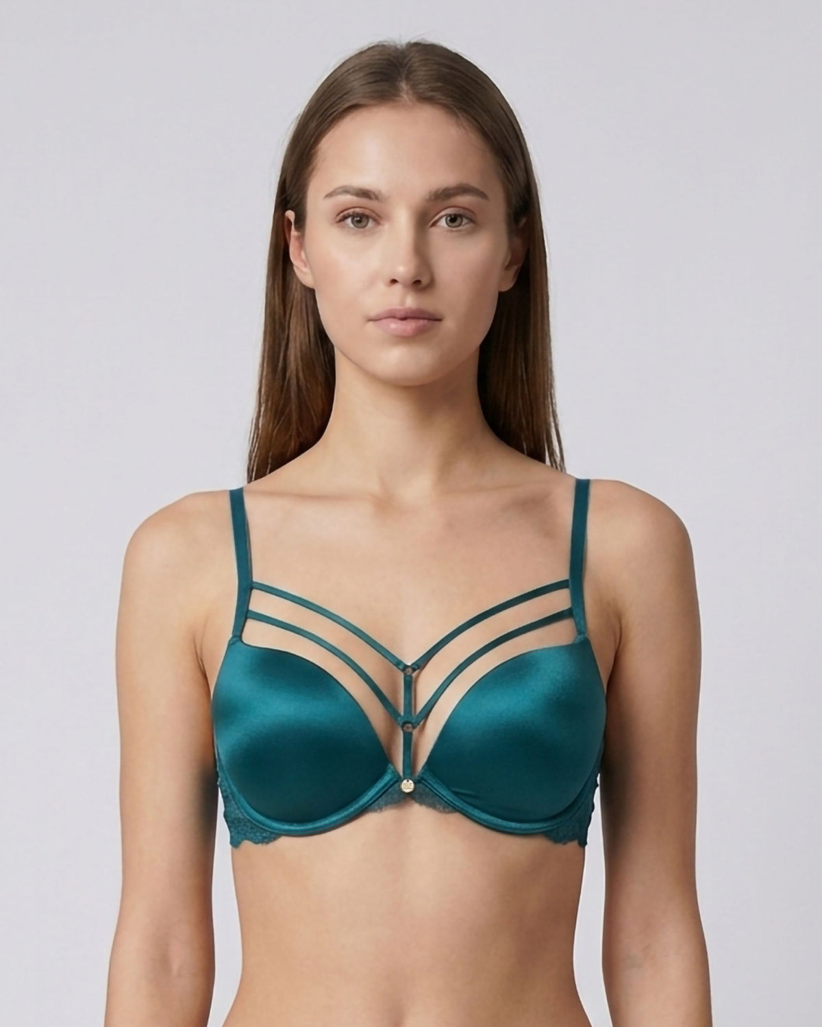 Isla & Evie Microfiber and Lace Gel-Padded Plunge Bra