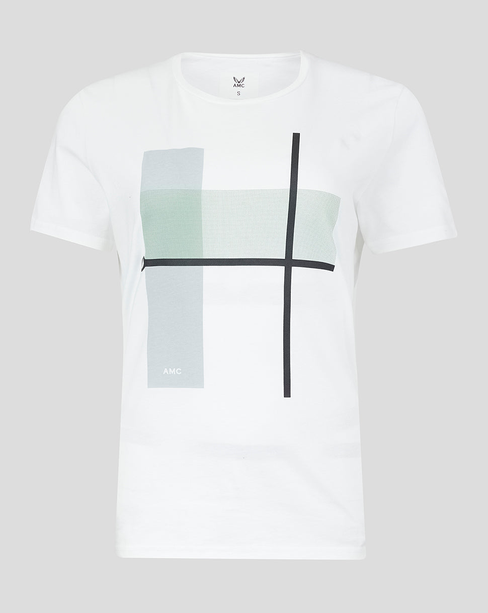 Women's AMC Abstract Court Print T-shirt - White, Tennis Court Print T-shirt for Women