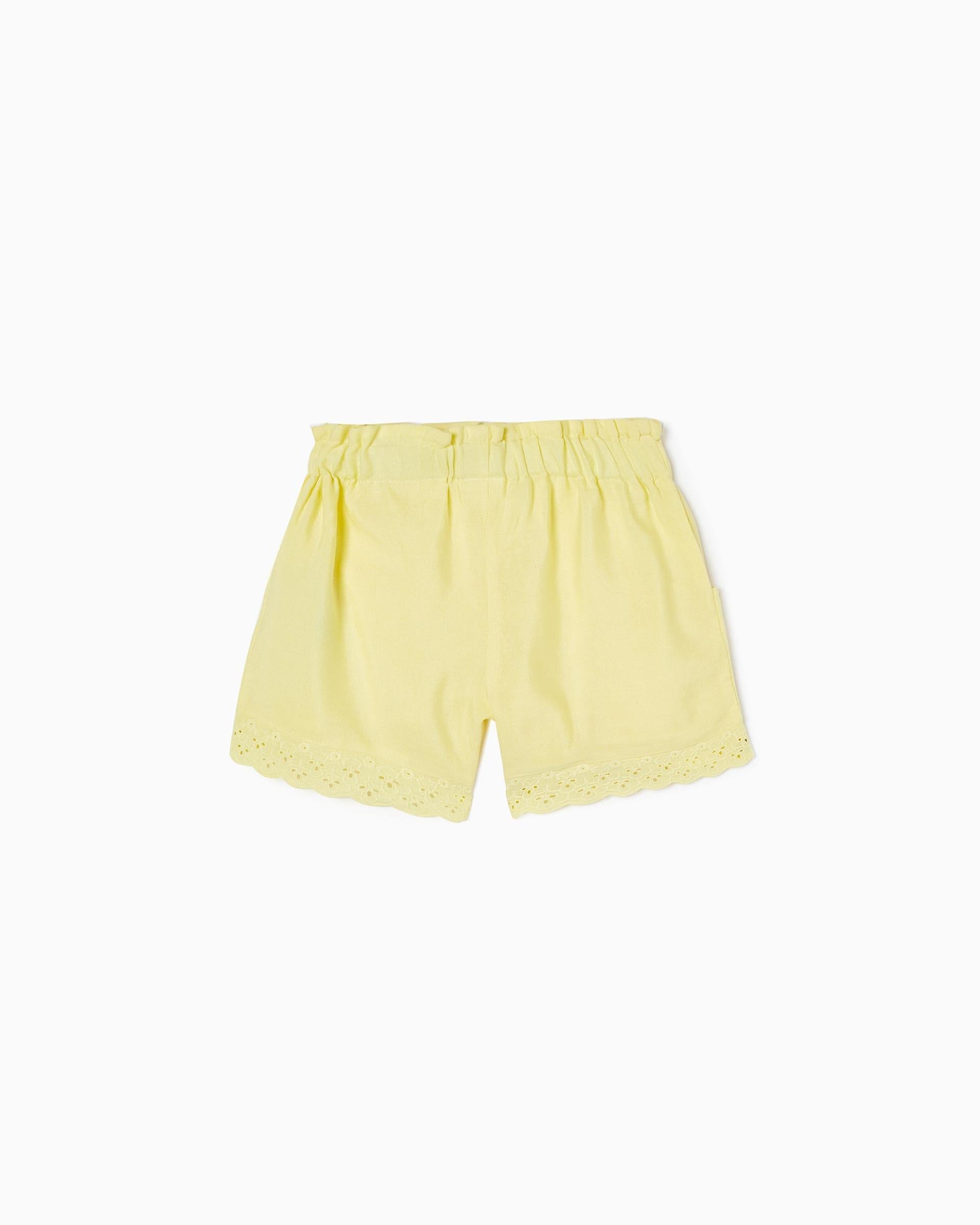 Shorts With Broderie Anglaise For Girls