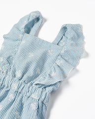 Striped Cotton Jumpsuit For Girls 'You&Me' Blue/White
