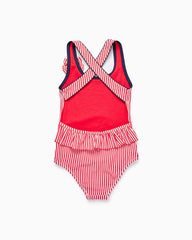 Striped Swimsuit Uv 80 Protection For Girls