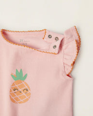 Cotton Ribbed Bodysuit For Newborn Baby Girls 'Pineapple'
