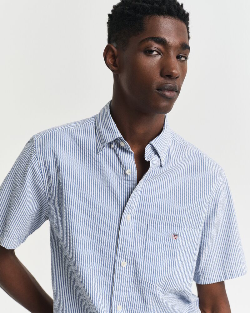 REG SEERSUCKER STRIPE SS SHIRT Blue / S