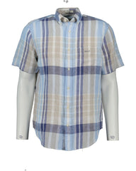 REG LINEN MADRAS SS SHIRT Brown / S