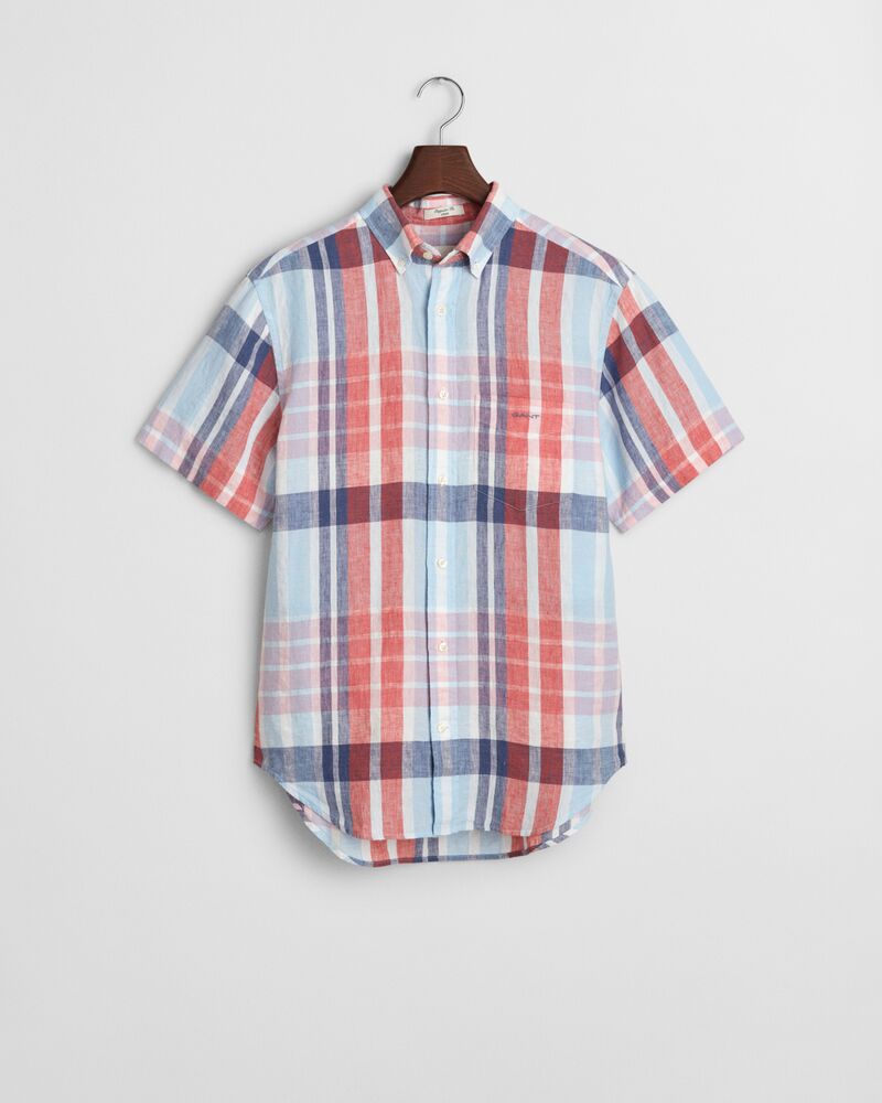 REG LINEN MADRAS SS SHIRT Red / S