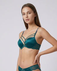 Isla & Evie Microfiber and Lace Gel-Padded Plunge Bra