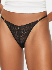 Ann Summers 3 Pack Lace Thong Black