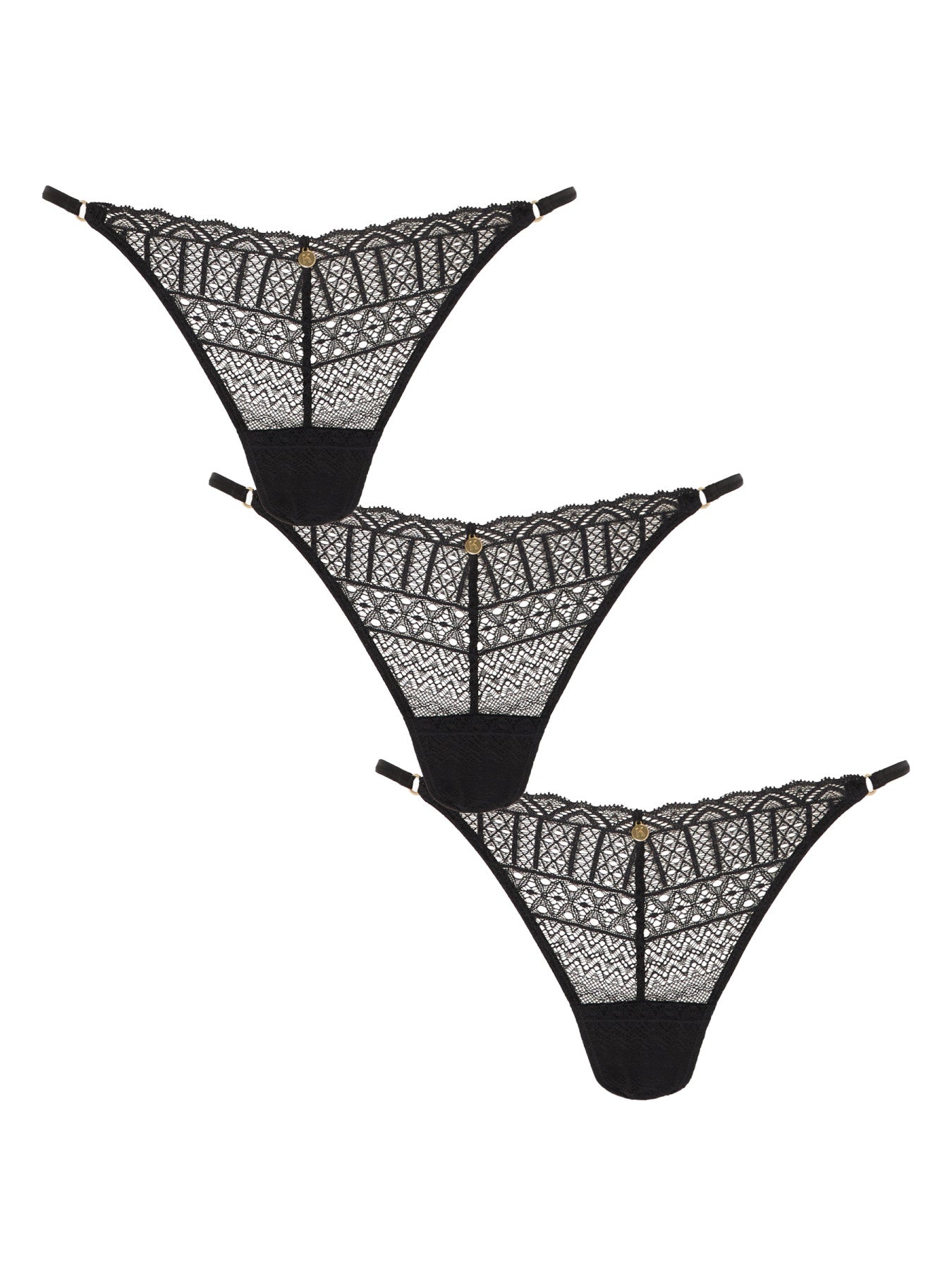 Ann Summers 3 Pack Lace Thong Black